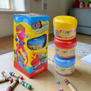 رنگ انگشتی 3 رنگ آریا مدل کاسه‌ای (بسته اقتصادی و ایمن)