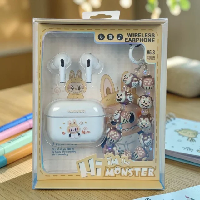 هدفون بیسیم مدل Labubu طرح Hi I'm the Monster (بلوتوث ۵.۳) به همراه آویز فانتزی