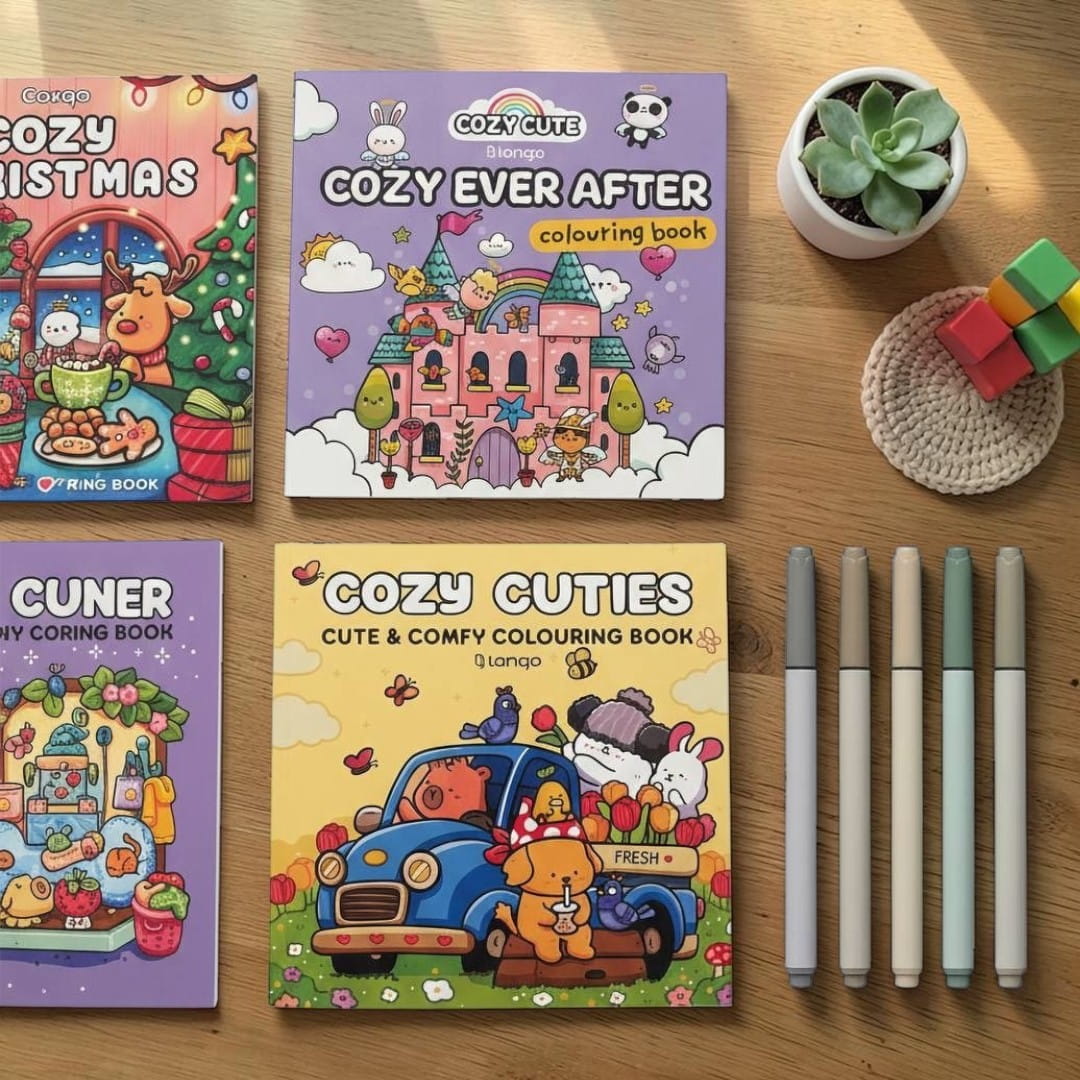 دفتر رنگ آمیزی کزی کیوتیز لانگو (Cozy Cuties) - سایز خشتی