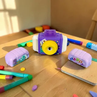 تراش و پاک‌کن مخزن‌دار فانتزی ۳ کاره (School Max) طرح دوربین کد AF41