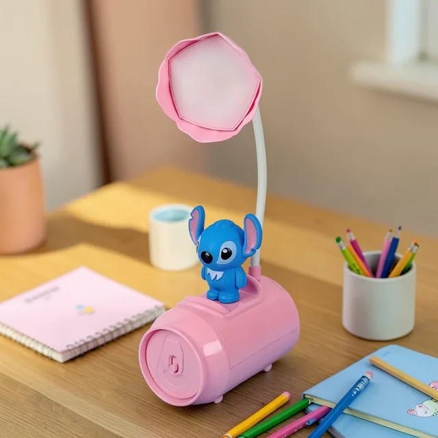چراغ مطالعه فانتزی استوانه‌ای طرح استیچ (Stitch) شارژی رومیزی و چراغ خواب